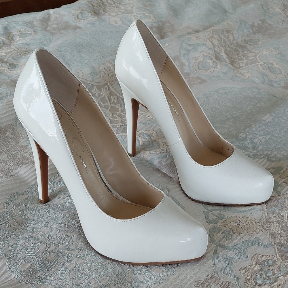 Jessica Simpson White Patent Heels